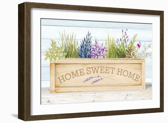 Lavender & Wood Planter Home-Janice Gaynor-Framed Art Print