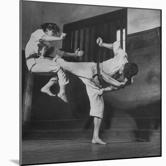 Law Student Gojuro Harada Uses Right Foot on the stomach to ward off attack of economics student-John Florea-Mounted Photographic Print