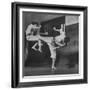 Law Student Gojuro Harada Uses Right Foot on the stomach to ward off attack of economics student-John Florea-Framed Photographic Print