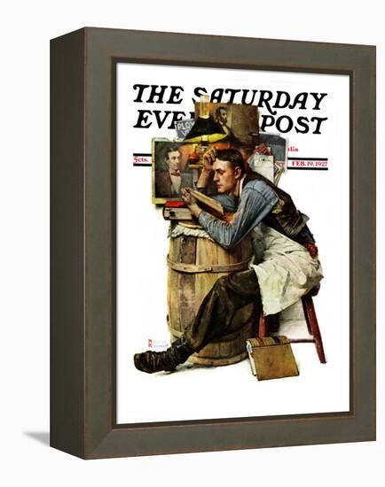 "Law Student" Saturday Evening Post Cover, February 19,1927-Norman Rockwell-Framed Premier Image Canvas