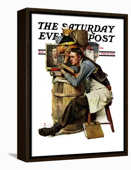 "Law Student" Saturday Evening Post Cover, February 19,1927-Norman Rockwell-Framed Premier Image Canvas