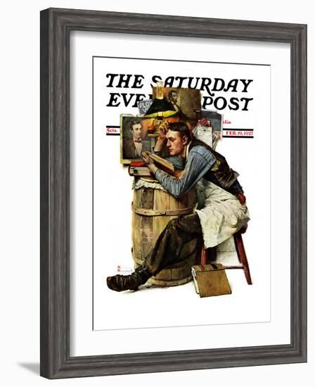 "Law Student" Saturday Evening Post Cover, February 19,1927-Norman Rockwell-Framed Premium Giclee Print