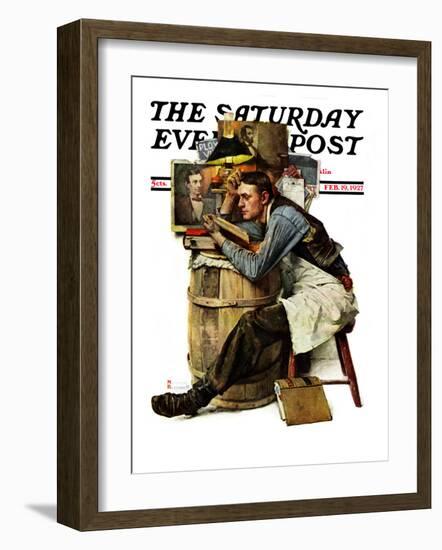 "Law Student" Saturday Evening Post Cover, February 19,1927-Norman Rockwell-Framed Premium Giclee Print