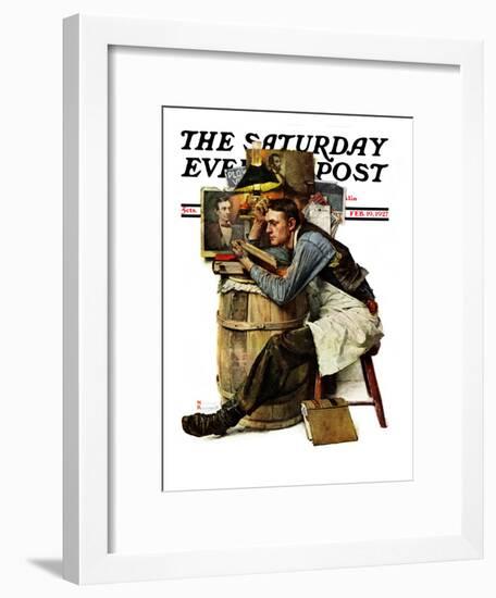 "Law Student" Saturday Evening Post Cover, February 19,1927-Norman Rockwell-Framed Premium Giclee Print