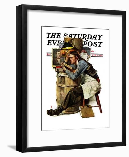 "Law Student" Saturday Evening Post Cover, February 19,1927-Norman Rockwell-Framed Premium Giclee Print