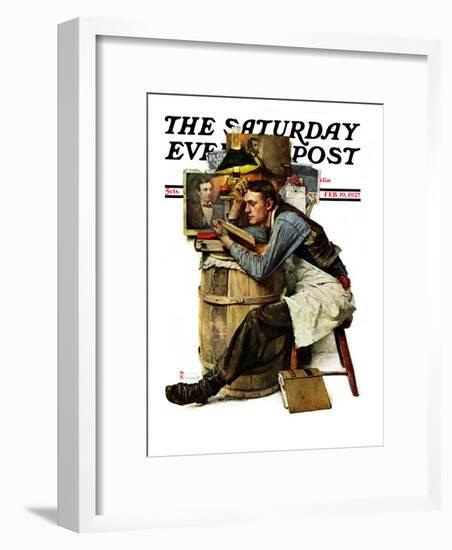 "Law Student" Saturday Evening Post Cover, February 19,1927-Norman Rockwell-Framed Premium Giclee Print