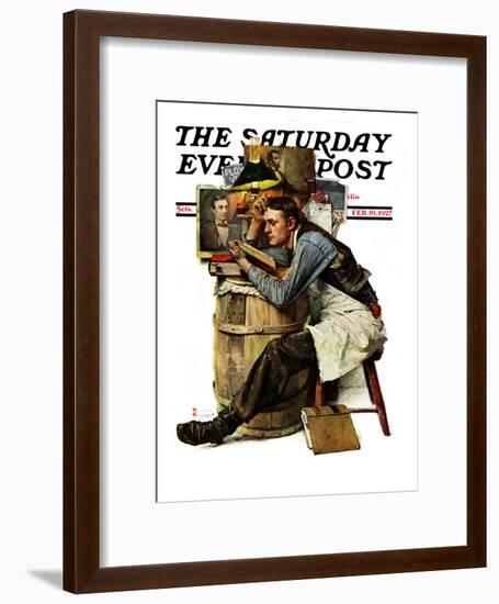 "Law Student" Saturday Evening Post Cover, February 19,1927-Norman Rockwell-Framed Premium Giclee Print