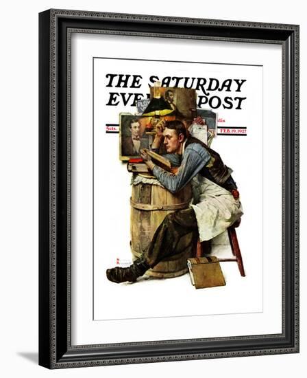 "Law Student" Saturday Evening Post Cover, February 19,1927-Norman Rockwell-Framed Premium Giclee Print