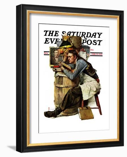 "Law Student" Saturday Evening Post Cover, February 19,1927-Norman Rockwell-Framed Premium Giclee Print