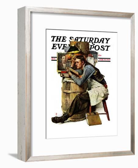 "Law Student" Saturday Evening Post Cover, February 19,1927-Norman Rockwell-Framed Premium Giclee Print