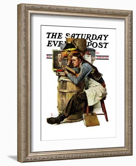 "Law Student" Saturday Evening Post Cover, February 19,1927-Norman Rockwell-Framed Giclee Print