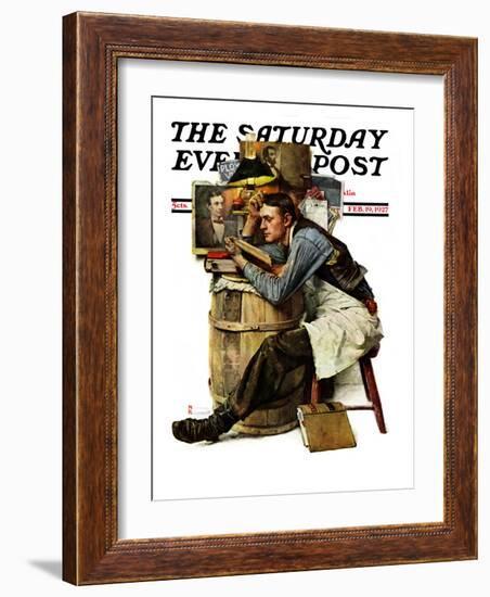 "Law Student" Saturday Evening Post Cover, February 19,1927-Norman Rockwell-Framed Giclee Print