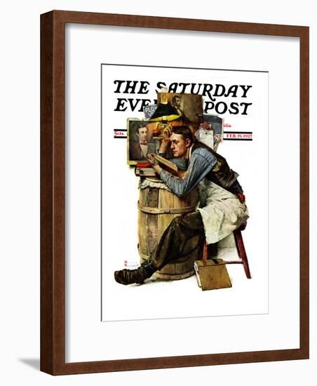 "Law Student" Saturday Evening Post Cover, February 19,1927-Norman Rockwell-Framed Giclee Print