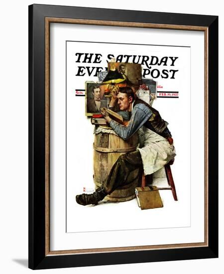 "Law Student" Saturday Evening Post Cover, February 19,1927-Norman Rockwell-Framed Giclee Print