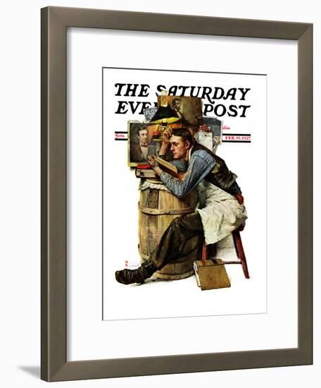 "Law Student" Saturday Evening Post Cover, February 19,1927-Norman Rockwell-Framed Giclee Print