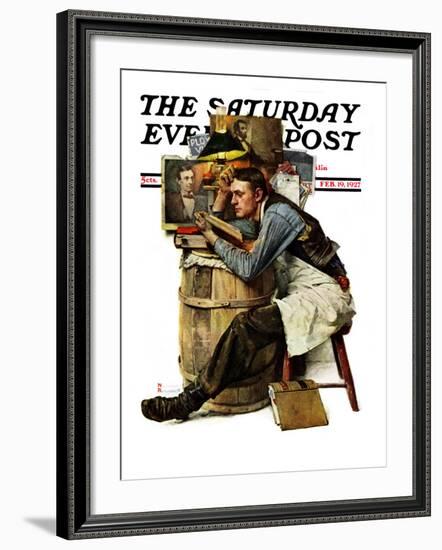 "Law Student" Saturday Evening Post Cover, February 19,1927-Norman Rockwell-Framed Giclee Print