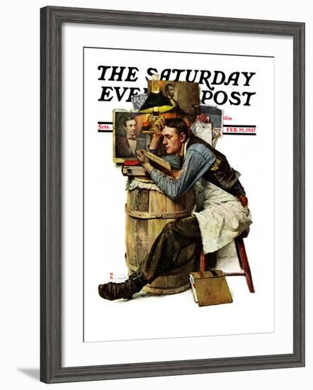 "Law Student" Saturday Evening Post Cover, February 19,1927-Norman Rockwell-Framed Giclee Print