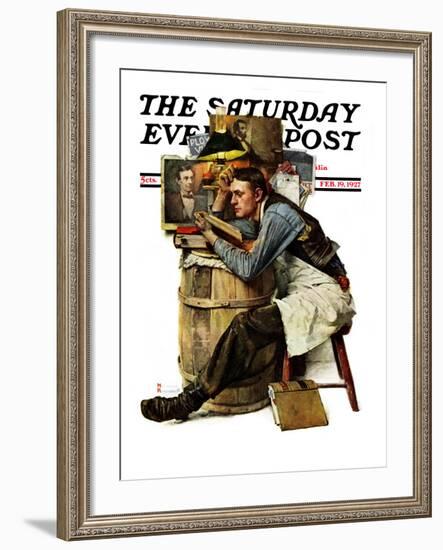 "Law Student" Saturday Evening Post Cover, February 19,1927-Norman Rockwell-Framed Giclee Print
