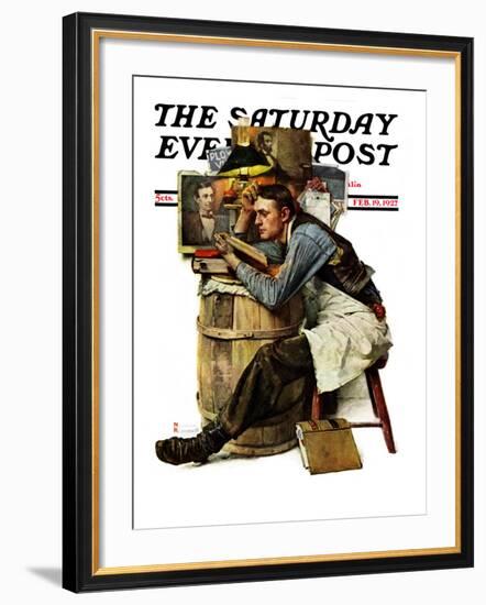 "Law Student" Saturday Evening Post Cover, February 19,1927-Norman Rockwell-Framed Giclee Print