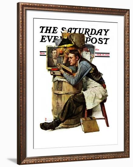 "Law Student" Saturday Evening Post Cover, February 19,1927-Norman Rockwell-Framed Giclee Print