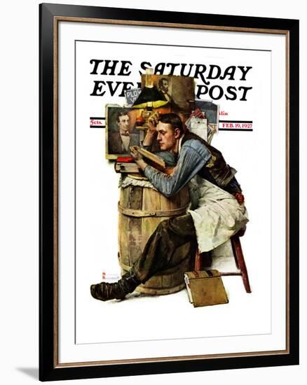 "Law Student" Saturday Evening Post Cover, February 19,1927-Norman Rockwell-Framed Giclee Print