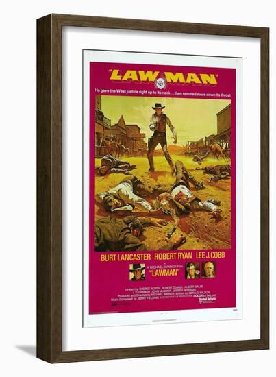 LAWMAN, US poster, Burt Lancaster, bottom from left: Burt Lancaster, Robert Ryan, Lee J. Cobb, 1971-null-Framed Art Print