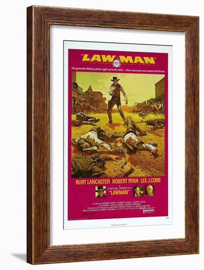 LAWMAN, US poster, Burt Lancaster, bottom from left: Burt Lancaster, Robert Ryan, Lee J. Cobb, 1971-null-Framed Art Print