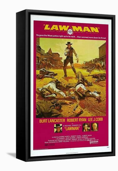 LAWMAN, US poster, Burt Lancaster, bottom from left: Burt Lancaster, Robert Ryan, Lee J. Cobb, 1971-null-Framed Stretched Canvas