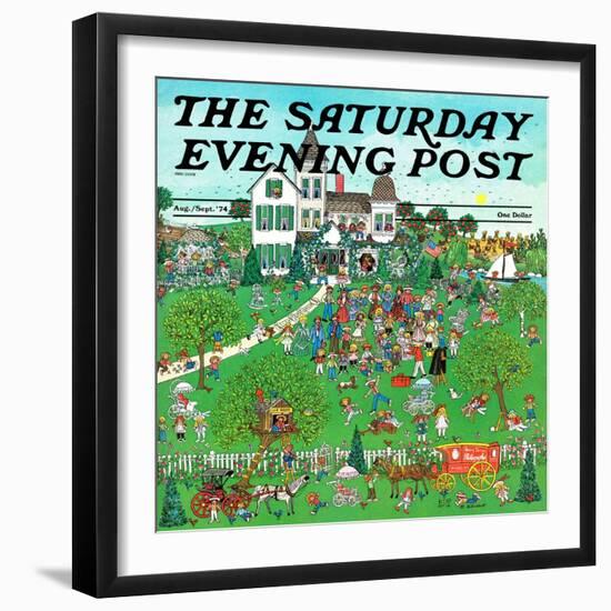 "Lawn Party," Saturday Evening Post Cover, August 1, 1974-J. Sickbert-Framed Giclee Print