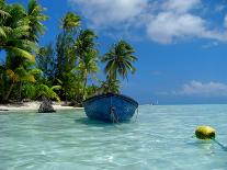 Blue Skiff Bora Bora Lagoon-Lawrence Da Luz Photography-Laminated Photographic Print