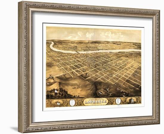 Lawrence, Kansas - Panoramic Map-Lantern Press-Framed Art Print