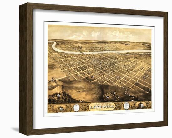 Lawrence, Kansas - Panoramic Map-Lantern Press-Framed Art Print