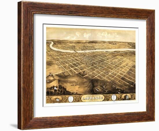 Lawrence, Kansas - Panoramic Map-Lantern Press-Framed Art Print