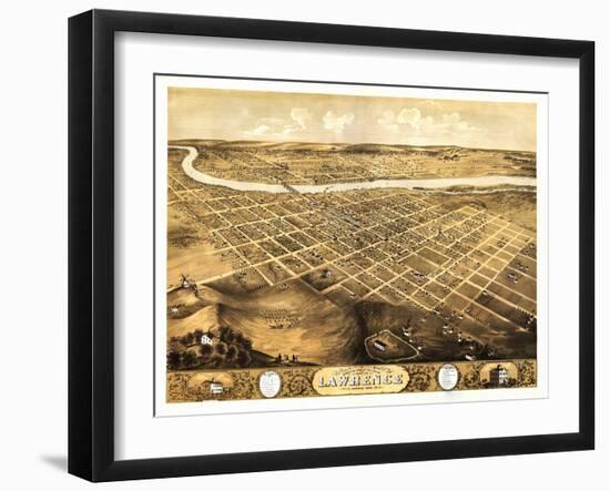 Lawrence, Kansas - Panoramic Map-Lantern Press-Framed Art Print