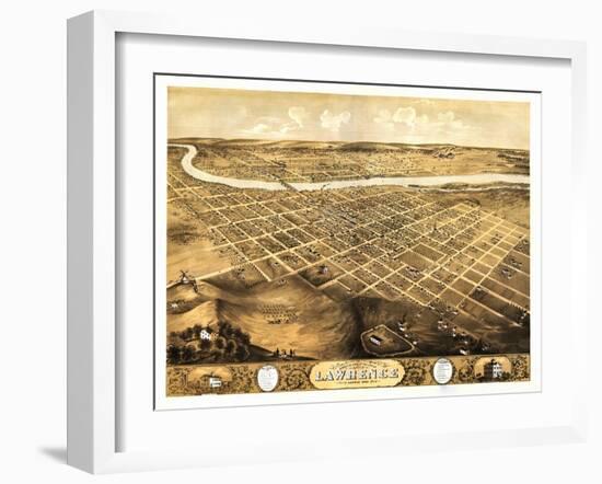 Lawrence, Kansas - Panoramic Map-Lantern Press-Framed Art Print