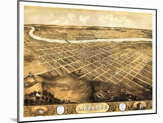 Lawrence, Kansas - Panoramic Map-Lantern Press-Mounted Art Print