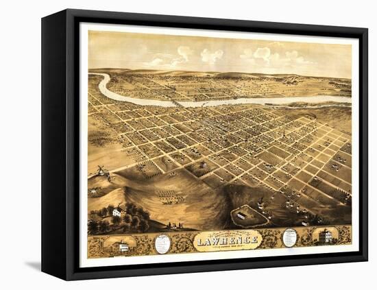 Lawrence, Kansas - Panoramic Map-Lantern Press-Framed Stretched Canvas