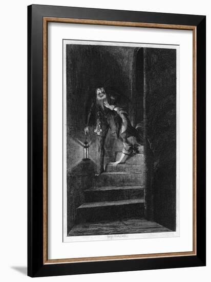 Lawrence Nightgall Dragging Cicely Down the Secret Stairs in the Salt Tower, 1840-George Cruikshank-Framed Giclee Print