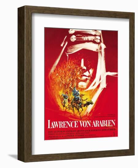 Lawrence of Arabia, (aka Lawrence Von Arabien), German Poster Art, 1962-null-Framed Premium Giclee Print