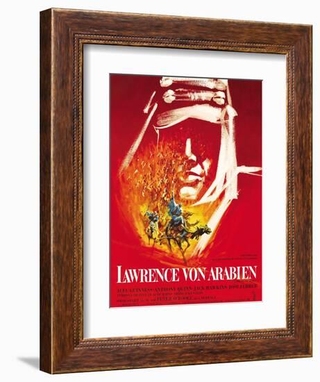 Lawrence of Arabia, (aka Lawrence Von Arabien), German Poster Art, 1962-null-Framed Premium Giclee Print
