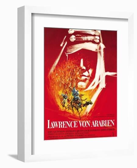 Lawrence of Arabia, (aka Lawrence Von Arabien), German Poster Art, 1962-null-Framed Premium Giclee Print