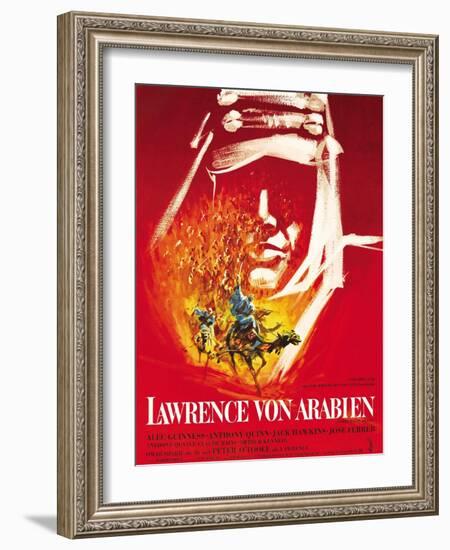 Lawrence of Arabia, (aka Lawrence Von Arabien), German Poster Art, 1962-null-Framed Art Print