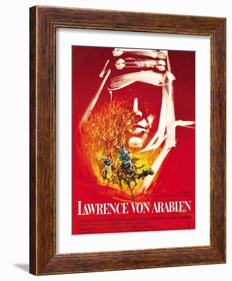 Lawrence of Arabia, (aka Lawrence Von Arabien), German Poster Art, 1962-null-Framed Art Print