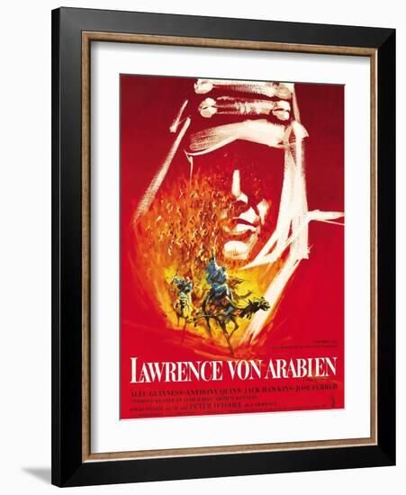 Lawrence of Arabia, (aka Lawrence Von Arabien), German Poster Art, 1962-null-Framed Art Print