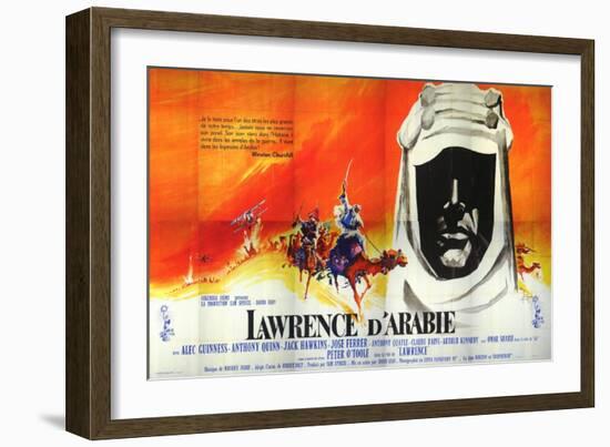 Lawrence of Arabia, French Movie Poster, 1963-null-Framed Premium Giclee Print