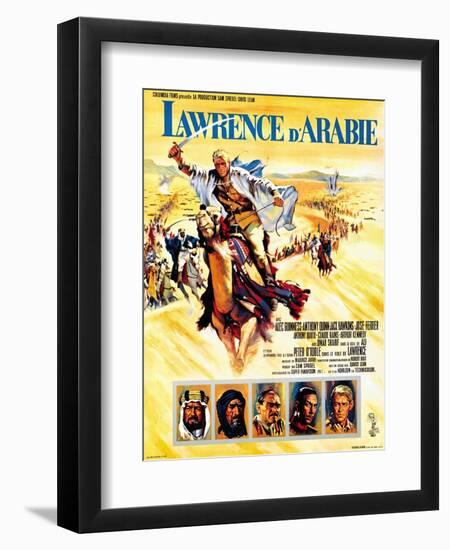 Lawrence of Arabia, French Movie Poster, 1963-null-Framed Premium Giclee Print