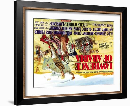 Lawrence of Arabia, UK Movie Poster, 1963-null-Framed Art Print