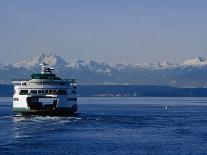 Wa State Ferry Coming in to Dock, Seattle, Washington, USA-Lawrence Worcester-Photographic Print