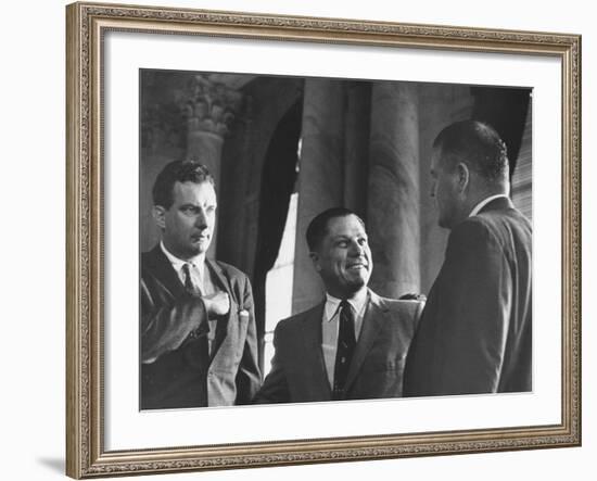 Lawyer Edward Bennett Williams W. Client James R. Hoffa at Rackets Committee Hearing-null-Framed Premium Photographic Print