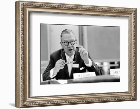 Lawyer Mr. Paul Porter Speaking at the Arden House Economic Conference, New York, NY, 1958-Walter Sanders-Framed Photographic Print